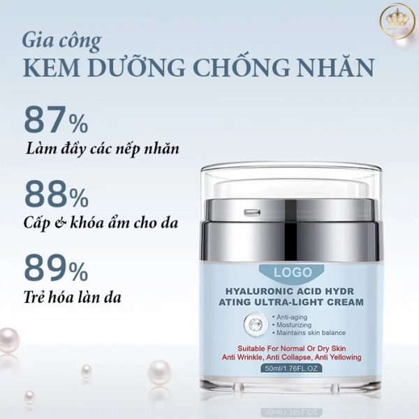Gia công kem dưỡng chống nhăn - Làm đầy vùng da chảy xệ nhanh chóng| Gia công mỹ phẩm