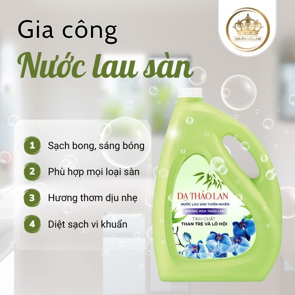 Gia công nước lau sàn thiên nhiên - Ít bọt, bay hơi nhanh mà không hề gây trơn trượt nhờn rít